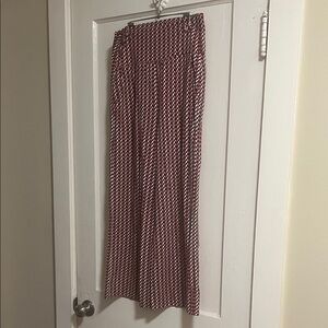 Cabi Kelly Red Cream and Blue Wide Leg High Waist Checked Pants